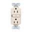 Slim Afci Receptacle, Visual Trip Indicator Light, 15A, 125V, Afci, Light Almond, Pvc, 2-Pole, TRAF15LA