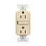 Slim Afci Receptacle, Visual Trip Indicator Light, 15A, 125 V, Afci, Ivory, Pvc, 2-Pole 3-Wire, TRAF15V