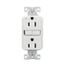 Slim Afci Receptacle, Visual Trip Indicator Light, 15A, 125 V, Afci, White, Pvc, 2-Pole 3-Wire, TRAF15W
