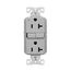 Slim Afci Receptacle, #14 -10 Awg 20A, 125 V, Afci, Back & Side Wire, Gray, 5-20R, 2-Pole 3-Wire, TRAF20GY