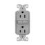 Slim Afgf Receptacle, Self-Test, #14 -10 Awg 15A 125V, Afgf, Gray, 2-Pole 3-Wire, TRAG15GY