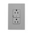 Slim Afgf Receptacle, Self-Test, #14 -10 Awg 15A 125V, Afgf, Gray, 2-Pole 3-Wire, TRAG15GY
