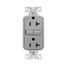 Slim Afgf Receptacle, Self-Test, #14 -10 Awg 20A 125V, Afgf, Gray, 5-20R, 2-Pole 3-Wire, TRAG20GY