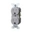 Commercial Duplex Receptacle, #14-10 Awg 15A 125V, Back & Side, Gray, Pvc Body, TRBR15GYBXSP
