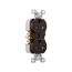 Commercial Duplex Receptacle, #14-10 Awg 20A 125V, Back & Side, Brown, Pvc Body, 5-20R, TRBR20B-BXSP