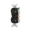 Commercial Duplex Receptacle, #14-10 Awg 20A 125V, Back & Side, Black, Pvc Body, 5-20R, TRBR20BKBXSP