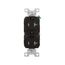 Commercial Duplex Receptacle, #14-10 Awg 20A 125V, Back & Side, Black, Pvc Body, 5-20R, TRBR20BKBXSP