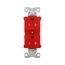 Commercial Duplex Receptacle, #14-10 Awg 20A 125V, Back & Side, Red, 5-20R, TRBR20RDBXSP