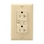 Gfci Receptacle, Audible Alarm, Self-Test, #14 -10 Awg 20A 125V, Ivory, 2-Pole 3-Wire, TRSGFA20V