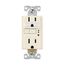 Gfci Receptacle, Nightlight, Self-Test, #14 -10 Awg 15A 125V, Light Almond, Night Light, 2-Pole, TRSGFNL15LA