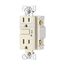 Gfci Receptacle, Nightlight, Self-Test, #14 -10 Awg 15A 125V, Light Almond, Night Light, 2-Pole, TRSGFNL15LA
