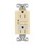 Gfci Receptacle, Nightlight, Self-Test, #14 -10 Awg 15A 125V, Ivory, Night Light, 2-Pole 3-Wire, TRSGFNL15V