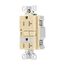 Gfci Receptacle, Nightlight, Self-Test, #14 -10 Awg 20A 125V, Ivory, Night Light, 2-Pole 3-Wire, TRSGFNL20V