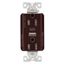 Combo Usb Type A & C Charger, 15A 5-15 R Receptacle, Brown, Usb, Flush, 2-Pole, 3-Wire, 125 V, TRUSBAC15B-BOX