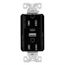 Combination Usb Type A & C Charger, 15A 5-15R Receptacle, Black, Usb, Brass, Flush, 2-Pole, TRUSBAC15BK-BOX