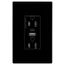 Combination Usb Type A & C Charger, 15A 5-15R Receptacle, Black, Usb, Brass, Flush, 2-Pole, TRUSBAC15BK-BOX