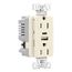 Combo Usb Type A & Type C Charger, 15A 5-15 R Receptacle, Light Almond, Usb, 2-Pole 3-Wire, 125V, TRUSBAC15LA-BOX