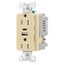 Combo Usb Type A & Type C Charger, 15A 5-15R Receptacle, Ivory, Usb, Flush, 2-Pole, 3-Wire, 125V, TRUSBAC15V-BOX
