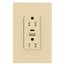 Combo Usb Type A & Type C Charger, 15A 5-15R Receptacle, Ivory, Usb, Flush, 2-Pole, 3-Wire, 125V, TRUSBAC15V-BOX