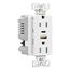 Combo Usb Type A & C Charger, 15A 5-15R Receptacle, White, Flush, 2-Pole, 3-Wire, TRUSBAC15W-BX-L