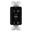 Combo Usb Type A & C Charger, 20A 5-20R Receptacle, Black, Usb, Flush, 2 Pole, 3 Wire, 125 V, TRUSBAC20BK-BOX