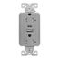 Combo Usb Type A & C Charger, 20A 5-20 R Receptacle, Grey, Flush, 2-Pole, 3-Wire, 125V, TRUSBAC20GY-BOX
