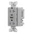 Combo Usb Type A & C Charger, 20A 5-20 R Receptacle, Grey, Flush, 2-Pole, 3-Wire, 125V, TRUSBAC20GY-BOX