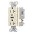 Combo Usb Type A & C Charger, 20A 5-20R Receptacle, Light Almond, Usb, Flush, 2 Pole, 3-Wire, TRUSBAC20LA-BOX