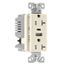 Combo Usb Type A & C Charger, 20A 5-20R Receptacle, Light Almond, Usb, Flush, 2 Pole, 3-Wire, TRUSBAC20LA-BOX