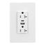 Combo Usb Type Aandc Charger, 20A 5-20R Receptacle, White, Usb, Flush, 2-Pole, 3-Wire, 125V, TRUSBAC20W-BOX