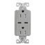 Combination Usb Type-C Charger, 15A 5-15R Receptacle, 5A, 125 Vac, Grey, Box, TRUSBC15GY-BOX