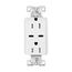 Combination Usb Type-C Charger, 15A 5-15R Receptacle, 5A, 125 Vac, White, Box, TRUSBC15W-BX-L