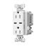 Combination Usb Type-C Charger, 15A 5-15R Receptacle, 5A, 125 Vac, White, Box, TRUSBC15W-BX-L