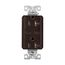 Combination Usb Type-C Charger, 20A 5-20R Receptacle, 5A, 125 Vac, Brown, Box, TRUSBC20B-BOX
