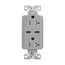 Combination Usb Type-C Charger, 20A 5-20R Receptacle, 5A, 125 Vac, Grey, Box, TRUSBC20GY-BOX