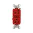 Arrow Hart Heavy-Duty Industrial Duplex Receptacle, #14-10 Awg 15A 125V, Red Face Base, Duplex, WDIG5262RD