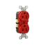 Arrow Hart Heavy-Duty Industrial Duplex Receptacle, #14-10 Awg 15A 125V, Red Face Base, Duplex, WDIG5262RD