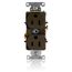 Duplex Receptacle Outlet,  Smooth Face, 15A, 125V Back or Side Wire, NEMA 5-15R, 2-Pole, 3-Wire, Self-Grounding (Brown)