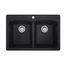 Ellipse 33" x 22" Granite Dual Mount Double Bowl Kitchen Sink (Onyx), EDOX33229-1