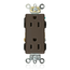 Decora Plus Duplex Receptacle Outlet,  Smooth Face, 15A, 125V Back or Side Wire, NEMA 5-15R, 2-Pole, 3-Wire, Self-Grounding (Brown)