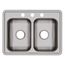 Dayton Stainless Steel 25" x 19" x 6-5/16" 3-Hole Equal Double Bowl Drop-in Sink