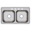 Dayton Stainless Steel 33" x 19" x 6-7/16" 4-Hole Equal Double Bowl Drop-in Sink