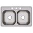 Dayton Stainless Steel 33" x 21-1/4" x 6-9/16" 3-Hole Equal Double Bowl Drop-in Sink