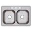 Dayton Stainless Steel 33" x 22" x 6-9/16" 3-Hole Equal Double Bowl Drop-in Sink