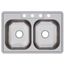 Dayton Stainless Steel 33" x 22" x 6-9/16" 4-Hole Equal Double Bowl Drop-in Sink