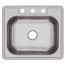 Dayton Stainless Steel 25" x 22" x 8-1/16" 3-Hole Single Bowl Drop-in Sink