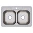 Dayton Stainless Steel 33" x 22" x 8-1/16" 1-Hole Equal Double Bowl Drop-in Sink