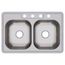 Dayton Stainless Steel 33" x 22" x 8-1/16" 4-Hole Equal Double Bowl Drop-in Sink