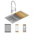 Crosstown 18 Gauge Workstation Stainless Steel 31-1/2" x 18-1/2" x 9" Equal Double Bowl Undermount Sink & Faucet Kit w/ Aqua Divide
