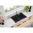 Quartz Classic 33" x 22" x 10" Equal Double Bowl Drop-in Sink w/ Aqua Divide (Black)